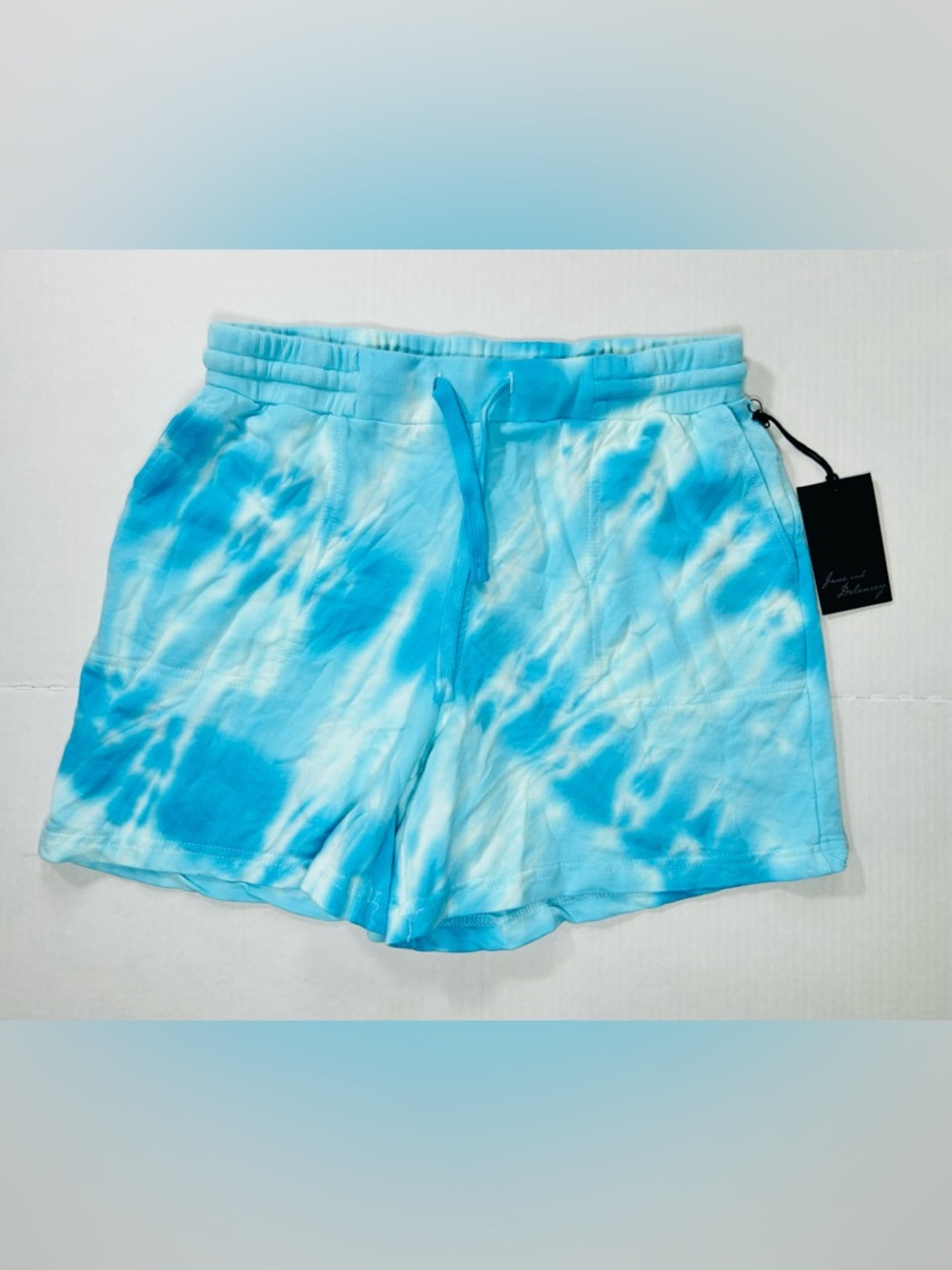 Women’s Blue Tie-Dye Shorts Athletic Athleisure Retro Hippie Streetwear